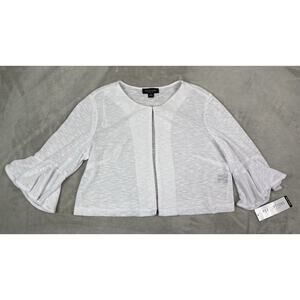 Perceptions New York Shrug WMNS Medium White Semi Sheer 3/4 Ruffle Sleeve